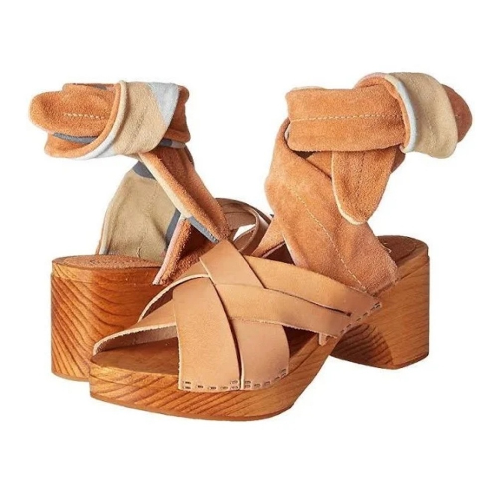 Beautiful Free People Ankle Wrap Clogs - Picture 6 of 7